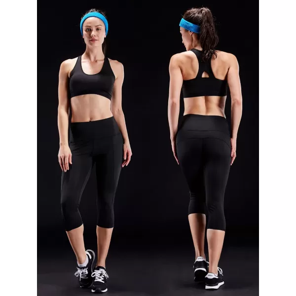 imageNELEUS Womens Tummy Control High Waist Capri Running Leggings Yoga Pants with Pocket9027 BlackBurgundy 2 Pack