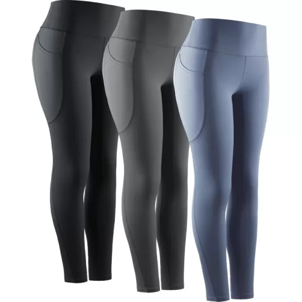 imageNELEUS High Waist Running Workout Leggings for Yoga with Pockets9069 BlackGreyNavy Blue 3 Pack