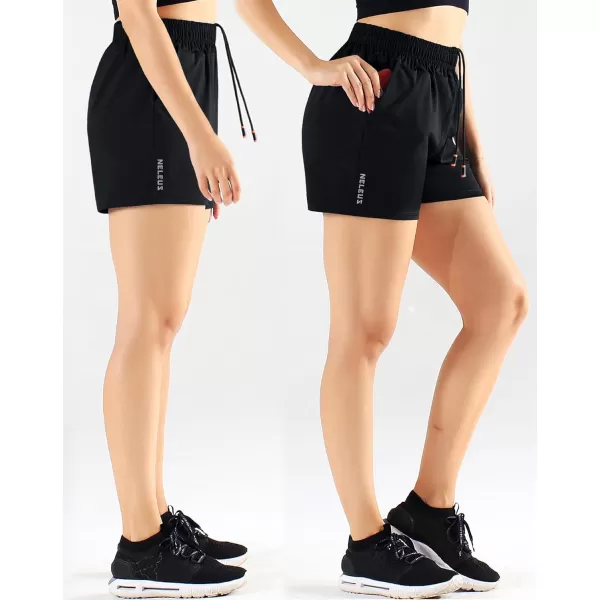 imageNELEUS Womens Lightweight Running Shorts Workout Athletic Short for Yoga with Pocket4 Inseam BlackBlackBlack  3 Pack