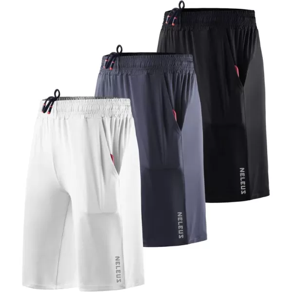 imageNELEUS Womens Lightweight Running Shorts Workout Athletic Short for Yoga with Pocket9054 3 Pack blackGreyWhite