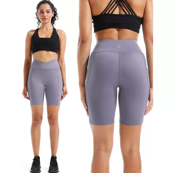 imageNELEUS Womens 3 Pack Biker Shorts High Waist Running Yoga Shorts with Pockets9115 BlackGreyPurple  3 Pack