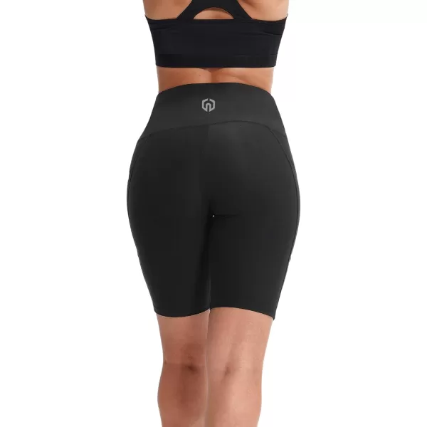 imageNELEUS Womens 8quot Biker Shorts High Waist Tummy Control Workout Running Shorts for Gym Yoga9044 BlackBlackBlack 3 Pack