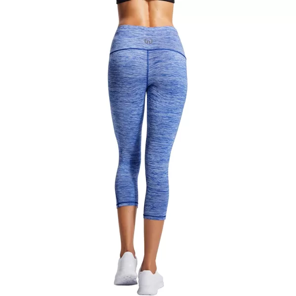 imageNELEUS Womens Yoga Running Capris Tummy Control High Waist Workout Pants9034 BlackBlue 2 Pack