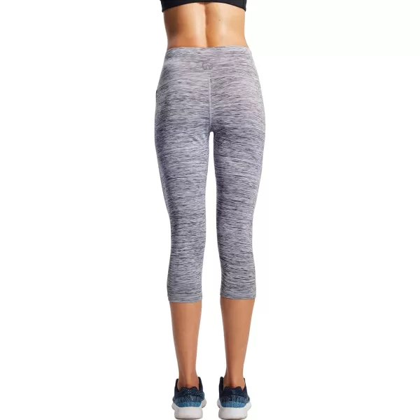 imageNELEUS Womens Yoga Running Capris Tummy Control High Waist Workout Pants9034 BlackGreyRed 3 Pack