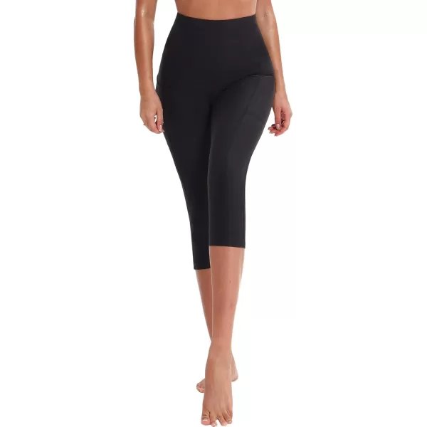 imageNELEUS Womens Yoga Running Capris Tummy Control High Waist Workout Pants9042 BlackBlack 2 Pack