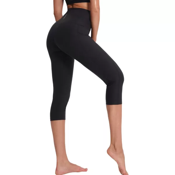 imageNELEUS Womens Yoga Running Capris Tummy Control High Waist Workout Pants9042 BlackBlack 2 Pack