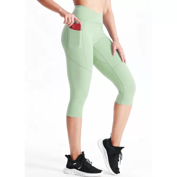 imageNELEUS Womens Yoga Running Capris Tummy Control High Waist Workout Pants9123 BlackGreyLight Green  3 Pack