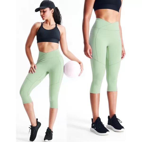 imageNELEUS Womens Yoga Running Capris Tummy Control High Waist Workout Pants9123 BlackGreyLight Green  3 Pack