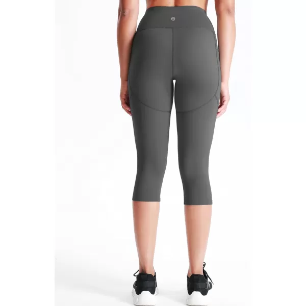 imageNELEUS Womens Yoga Running Capris Tummy Control High Waist Workout Pants9123 BlackGreyRed 3 Pack