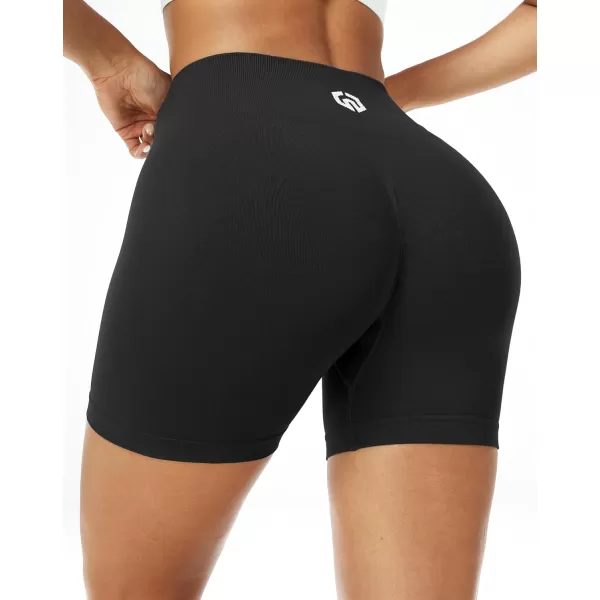 imageNELEUS Workout ShortsLegging for Women Scrunch Seamless Soft High Waist Gym ShortsPantsQ1055 1 Pack black