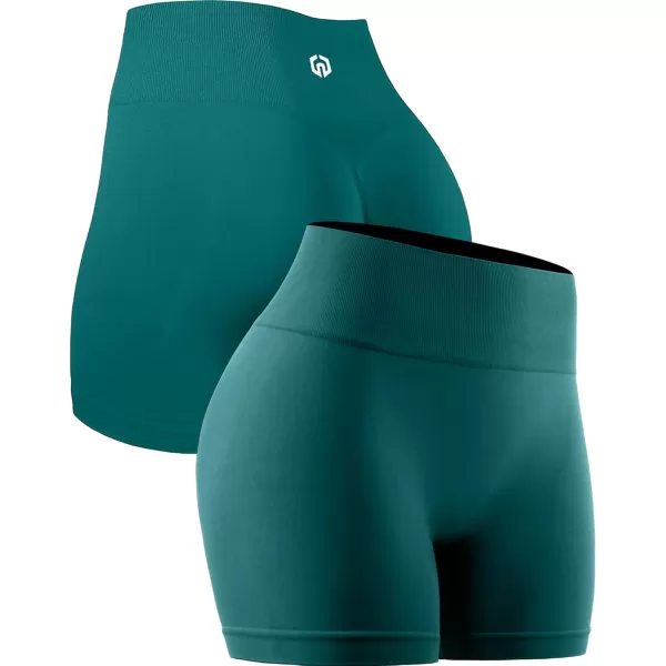 imageNELEUS Workout ShortsLegging for Women Scrunch Seamless Soft High Waist Gym ShortsPantsQ1055 1 Pack deep Green