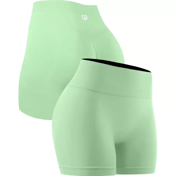 imageNELEUS Workout ShortsLegging for Women Scrunch Seamless Soft High Waist Gym ShortsPantsQ1055 1 Pack green