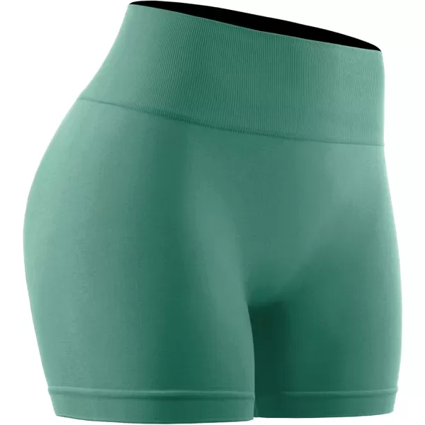 imageNELEUS Workout ShortsLegging for Women Scrunch Seamless Soft High Waist Gym ShortsPantsQ1055 1 Pack lake Green