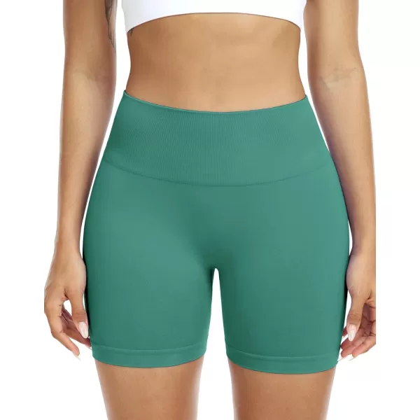 imageNELEUS Workout ShortsLegging for Women Scrunch Seamless Soft High Waist Gym ShortsPantsQ1055 1 Pack lake Green