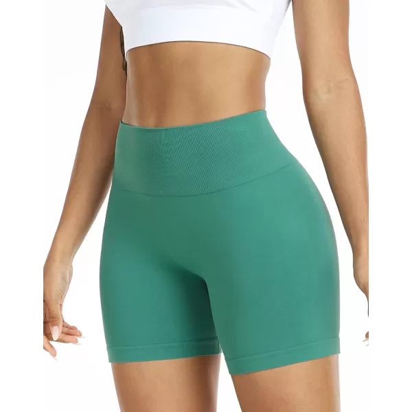 imageNELEUS Workout ShortsLegging for Women Scrunch Seamless Soft High Waist Gym ShortsPantsQ1055 1 Pack lake Green