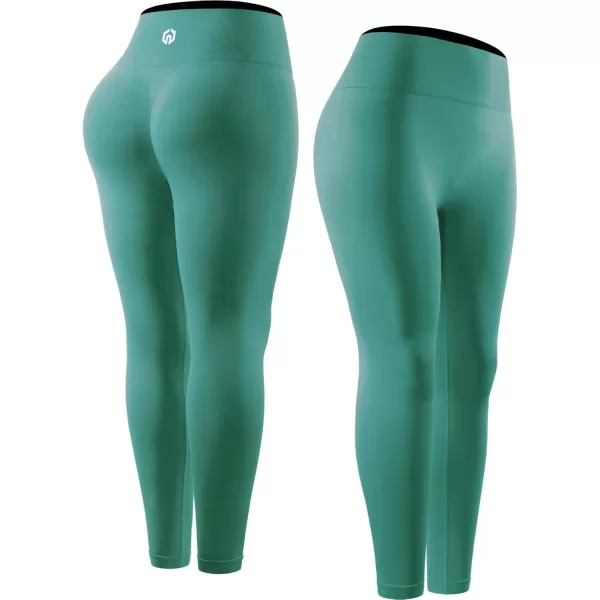 imageNELEUS Workout ShortsLegging for Women Scrunch Seamless Soft High Waist Gym ShortsPantsQ1155 1 Pack lake Green