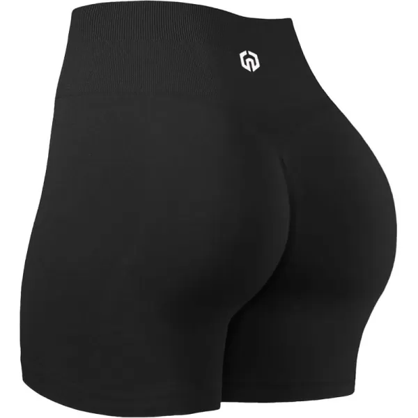 imageNELEUS Workout ShortsLegging for Women Scrunch Seamless Soft High Waist Gym ShortsPantsQ1055 1 Pack black