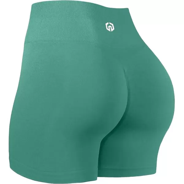 imageNELEUS Workout ShortsLegging for Women Scrunch Seamless Soft High Waist Gym ShortsPantsQ1055 1 Pack lake Green