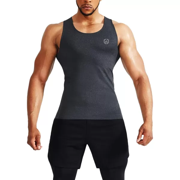 imageNELEUS Mens 3 Pack Dry Fit Compression Tank Top5074 Black Grey 3 Pack