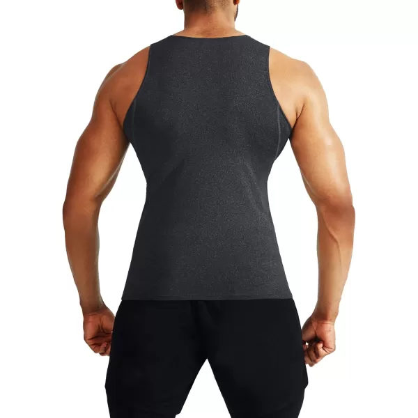 imageNELEUS Mens 3 Pack Dry Fit Compression Tank Top5074 Black Grey 3 Pack