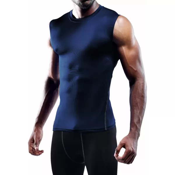 imageNELEUS Mens 3 Pack Dry Fit Compression Tank Top803 BlackGreyNavy Blue 3 Pack