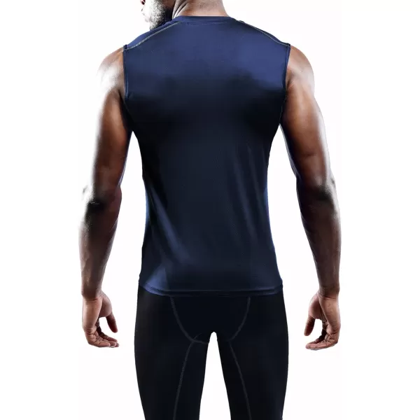 imageNELEUS Mens 3 Pack Dry Fit Compression Tank Top803 BlackGreyNavy Blue 3 Pack