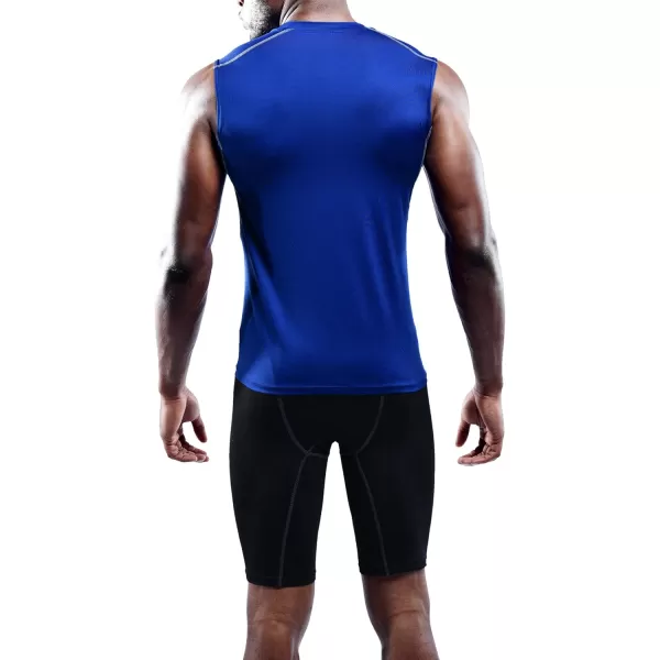 imageNELEUS Mens 3 Pack Dry Fit Compression Tank Top803 BlackWhiteBlue 3 Pack