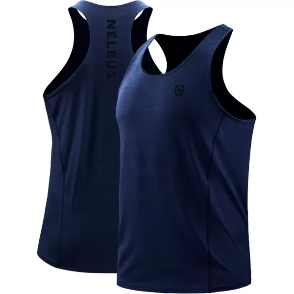 imageNELEUS Mens 3 Pack Running Tank Top Dry Fit YBack Athletic Workout Tank Tops5069 NavyLight GreyLight Green 3 Pack