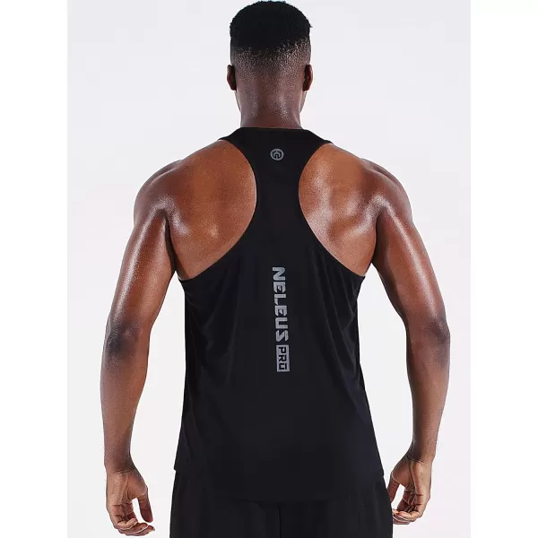 imageNELEUS Mens 3 Pack Running Tank Top Dry Fit YBack Athletic Workout Tank Tops5097 BlackBlackBlack 3 Pack