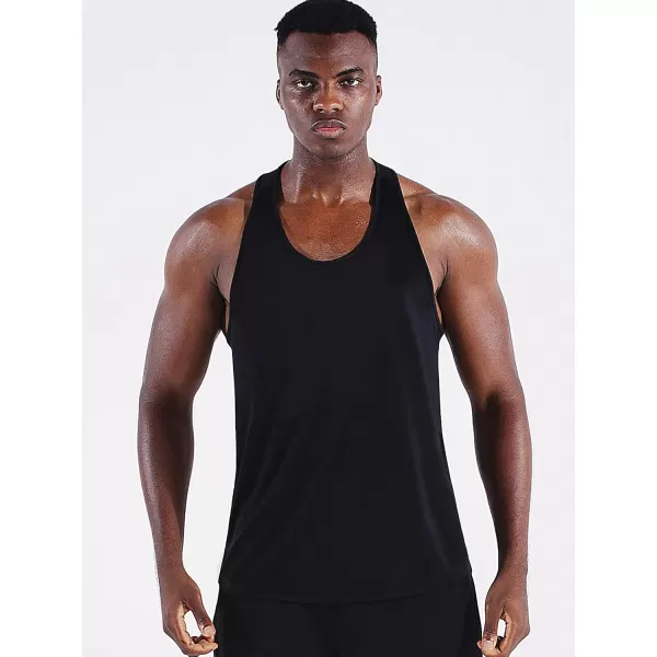 imageNELEUS Mens 3 Pack Running Tank Top Dry Fit YBack Athletic Workout Tank Tops5097 BlackBlackBlack 3 Pack