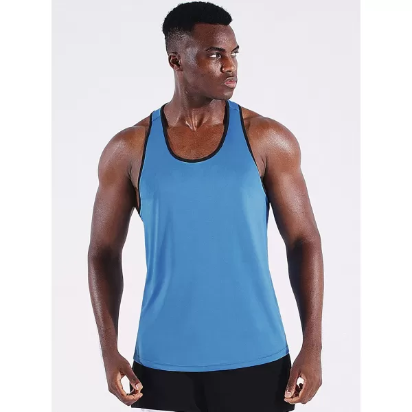 imageNELEUS Mens 3 Pack Running Tank Top Dry Fit YBack Athletic Workout Tank Tops5097 BlackGreyLight Blue 3 Pack