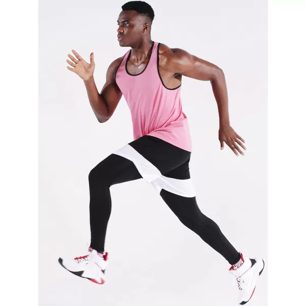 imageNELEUS Mens 3 Pack Running Tank Top Dry Fit YBack Athletic Workout Tank Tops5097 PurplePinkWhite 3 Pack