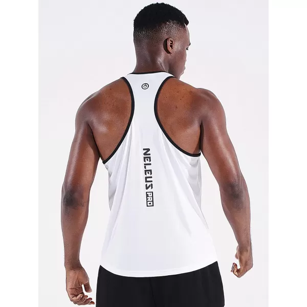 imageNELEUS Mens 3 Pack Running Tank Top Dry Fit YBack Athletic Workout Tank Tops5097 WhiteWhiteWhite 3 Pack