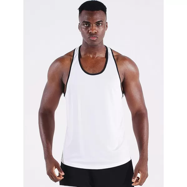 imageNELEUS Mens 3 Pack Running Tank Top Dry Fit YBack Athletic Workout Tank Tops5097 WhiteWhiteWhite 3 Pack