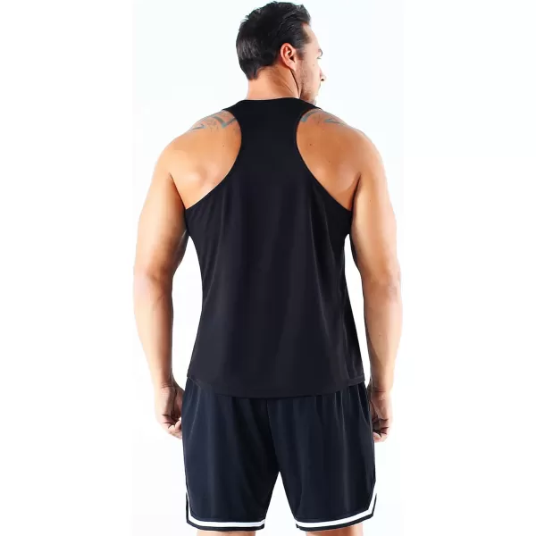 imageNELEUS Mens 3 Pack Running Tank Top Dry Fit YBack Athletic Workout Tank Tops5161 BlackBlackBlack