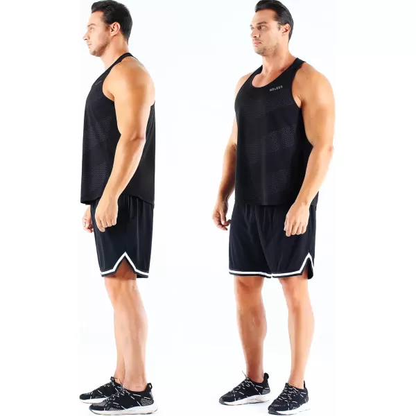 imageNELEUS Mens 3 Pack Running Tank Top Dry Fit YBack Athletic Workout Tank Tops5161 BlackBlackBlack