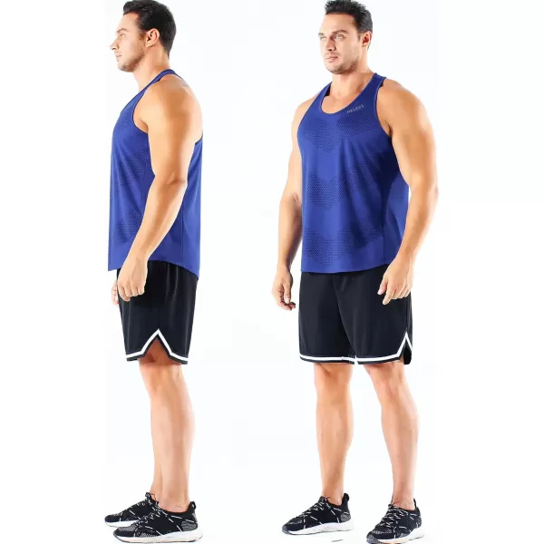 imageNELEUS Mens 3 Pack Running Tank Top Dry Fit YBack Athletic Workout Tank Tops5161 BlackGreyBlue