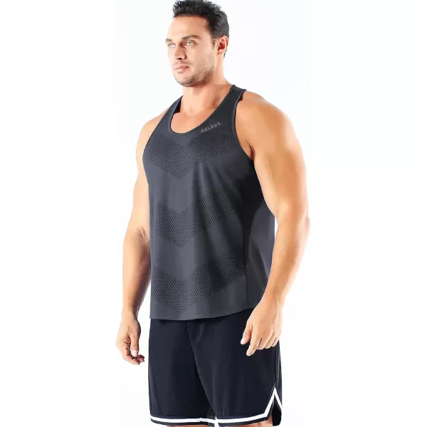 imageNELEUS Mens 3 Pack Running Tank Top Dry Fit YBack Athletic Workout Tank Tops5161 BlackGreyNavy Blue