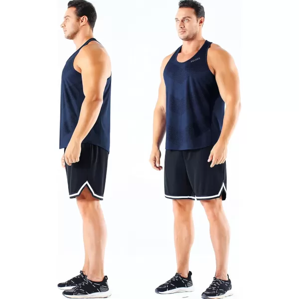 imageNELEUS Mens 3 Pack Running Tank Top Dry Fit YBack Athletic Workout Tank Tops5161 BlackGreyNavy Blue