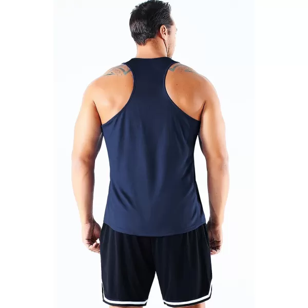 imageNELEUS Mens 3 Pack Running Tank Top Dry Fit YBack Athletic Workout Tank Tops5161 BlackGreyNavy Blue