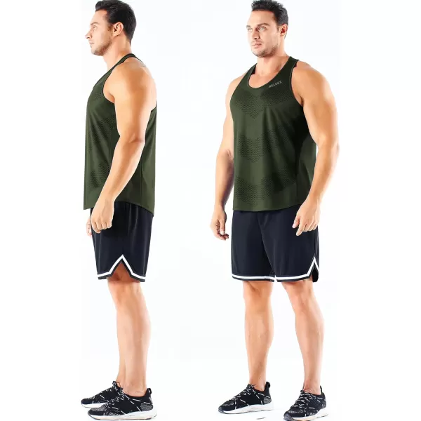 imageNELEUS Mens 3 Pack Running Tank Top Dry Fit YBack Athletic Workout Tank Tops5161 BlackGreyOlive Green