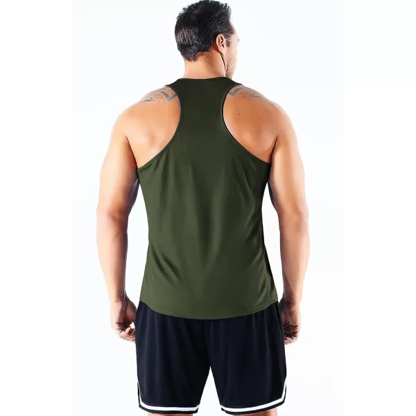 imageNELEUS Mens 3 Pack Running Tank Top Dry Fit YBack Athletic Workout Tank Tops5161 BlackGreyOlive Green