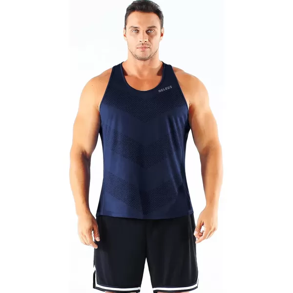 imageNELEUS Mens 3 Pack Running Tank Top Dry Fit YBack Athletic Workout Tank Tops5161 RedOlive GreenNavy Blue