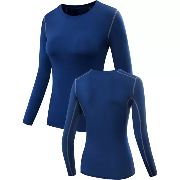 imageNELEUS Womens 3 Pack Athletic Compression Long Sleeve T Shirt Dry Fit03 3 Pack Black grey blue