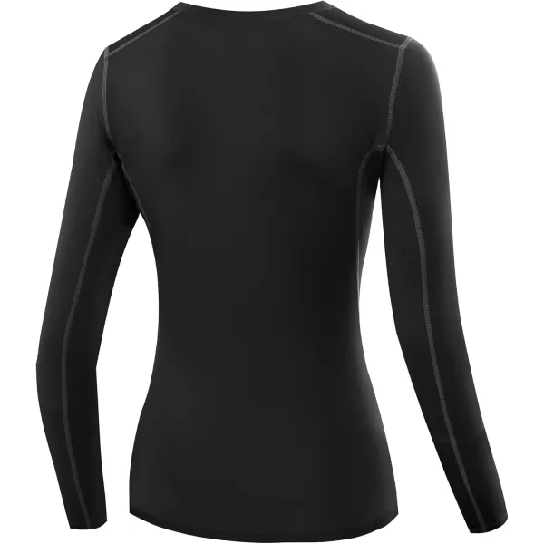 imageNELEUS Womens 3 Pack Athletic Compression Long Sleeve T Shirt Dry Fit03 3 Pack Black red white