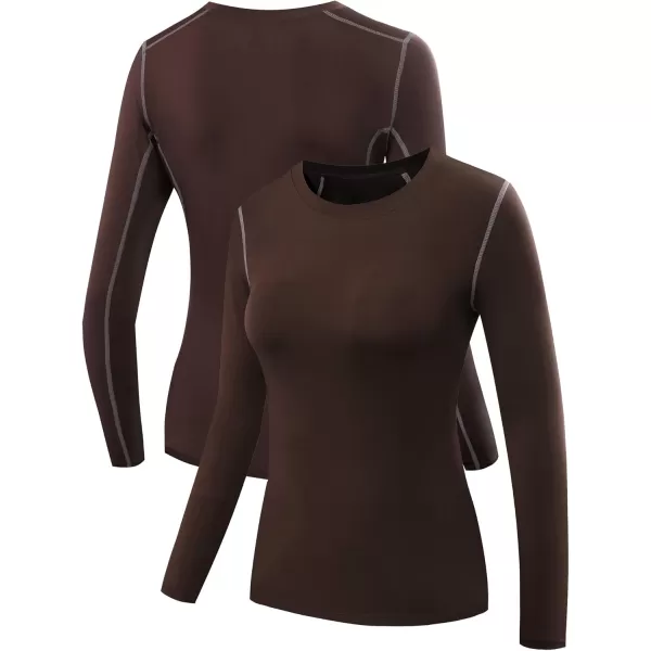 imageNELEUS Womens 3 Pack Athletic Compression Long Sleeve T Shirt Dry Fit03 BlackGreyCoffee 3 Pack