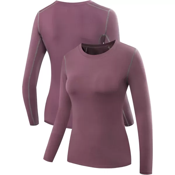 imageNELEUS Womens 3 Pack Athletic Compression Long Sleeve T Shirt Dry Fit03 BlackGreyRosy Brown 3 Pack