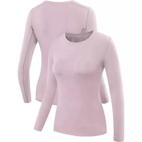 imageNELEUS Womens 3 Pack Athletic Compression Long Sleeve T Shirt Dry Fit03 PinkPurpleBlackish Green 3 Pack