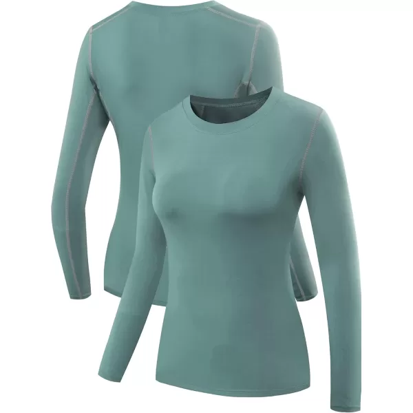 imageNELEUS Womens 3 Pack Athletic Compression Long Sleeve T Shirt Dry Fit03 PinkPurpleBlackish Green 3 Pack
