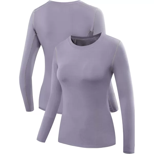 imageNELEUS Womens 3 Pack Athletic Compression Long Sleeve T Shirt Dry Fit03 PinkPurpleBlackish Green 3 Pack